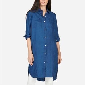 Everlane Dark Wash Linen Shirt Dress